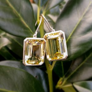 Klunkerohrhänger-Lemonquarz-Silber Klunkerohrhänger-Lemonquarz-Silber